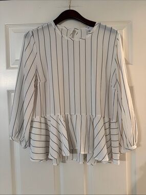 BP pinstripe peplum top small